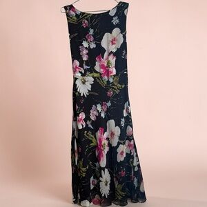 Talbots Silk Floral Maxi Dress NWT Size 14 Sleeveless Fit & Flare Classic